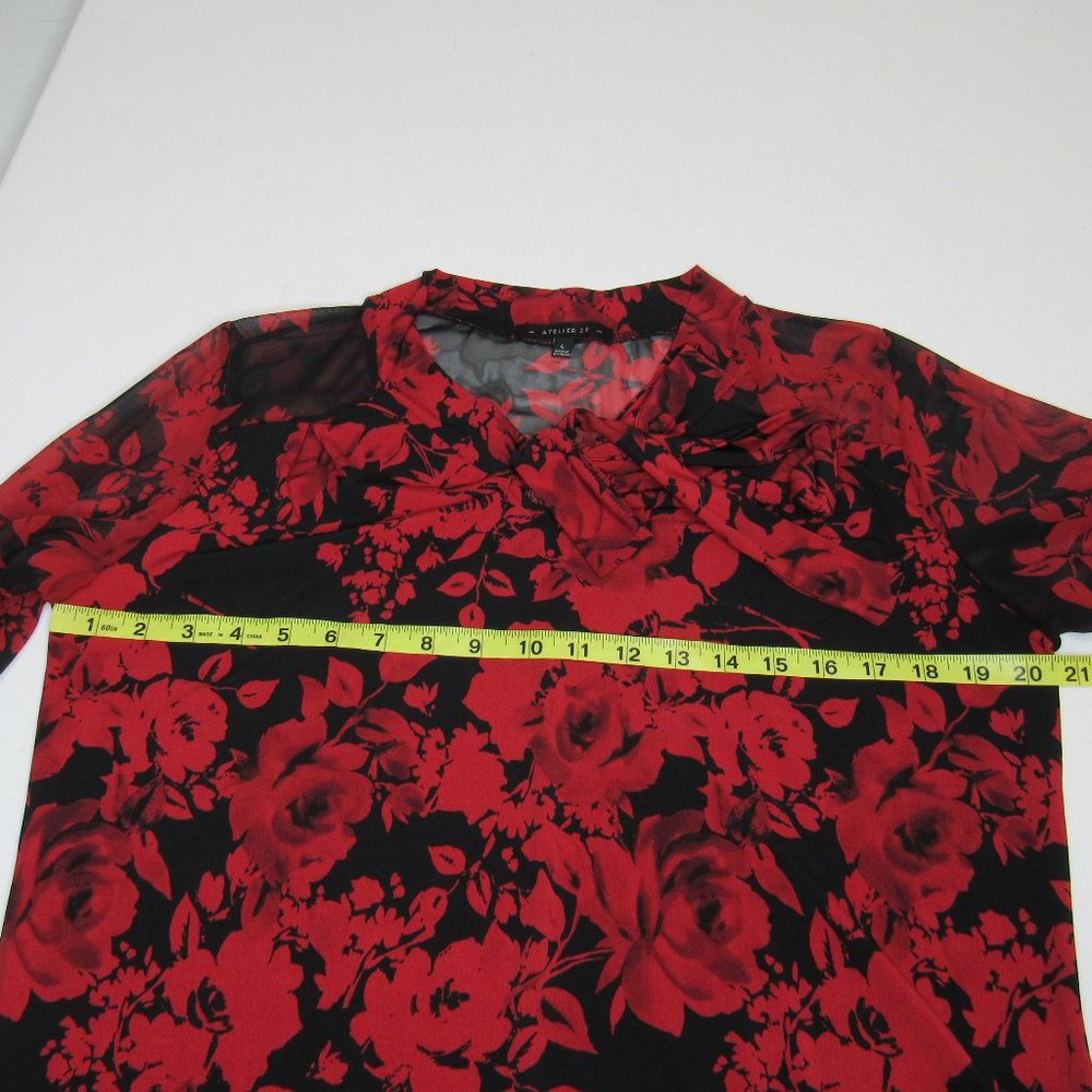 Atelier 29 Women's Floral Print Blouse Top Size L Red/Black - Picture 7 of 8